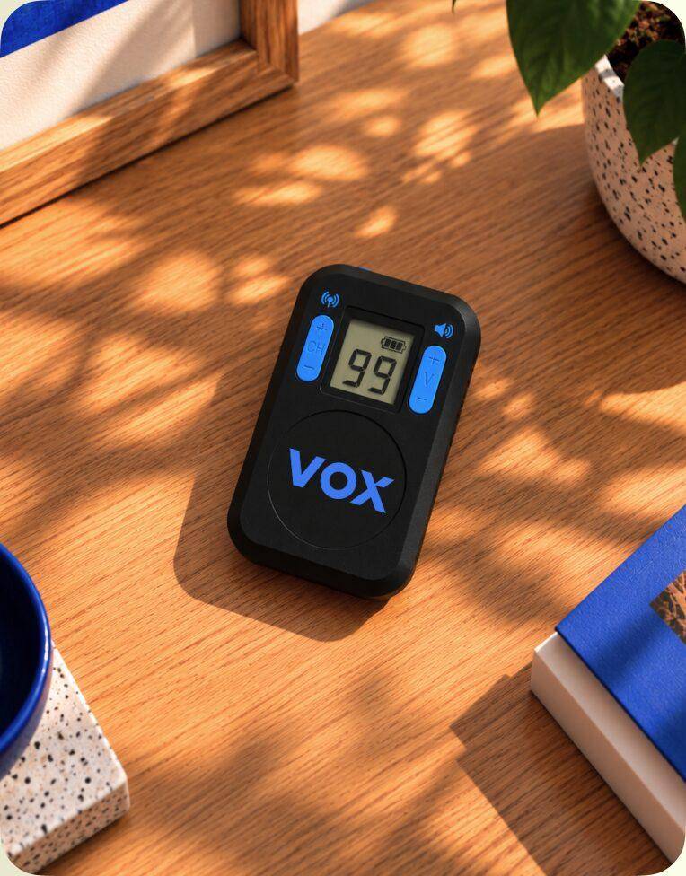 VDR Mini receiver on a wooden table in the sun